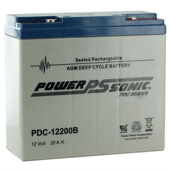 Power-Sonic AGM Deep Cycle PDC-12200 21Ah 12V Rechargeable Sealed Lead Acid (SLA) Battery - T12/B Terminal