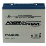 Power-Sonic AGM Deep Cycle PDC-12200 21Ah 12V Rechargeable Sealed Lead Acid (SLA) Battery - T12/B Terminal