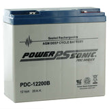 Power-Sonic AGM Deep Cycle PDC-12200 21Ah 12V Rechargeable Sealed Lead Acid (SLA) Battery - T12/B Terminal