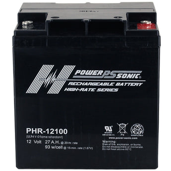 Power-Sonic AGM High Rate PHR-12100 27Ah 12V Rechargeable Sealed Lead Acid (SLA) Battery - T12 Terminal