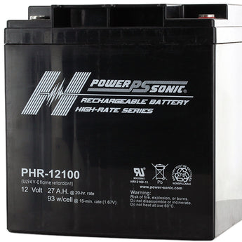 Power-Sonic AGM High Rate PHR-12100 27Ah 12V Rechargeable Sealed Lead Acid (SLA) Battery - T12 Terminal