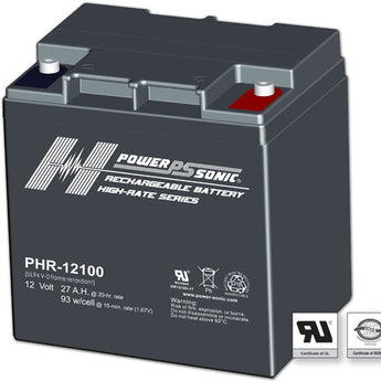 Power-Sonic AGM High Rate PHR-12100 27Ah 12V Rechargeable Sealed Lead Acid (SLA) Battery - T12 Terminal