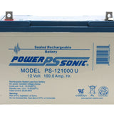 Power-Sonic AGM General Purpose PS-121000 100Ah 12V Rechargeable Sealed Lead Acid Battery - Universal or T6 Terminal