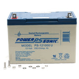 Power-Sonic AGM General Purpose PS-121000 100Ah 12V Rechargeable Sealed Lead Acid Battery - Universal or T6 Terminal