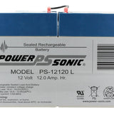 Front of Powersonic PS-12120L SLA Battery