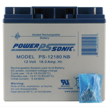Power-Sonic AGM General Purpose PS-12180 18Ah 12V Rechargeable Sealed Lead Acid (SLA) Battery - NB Terminal