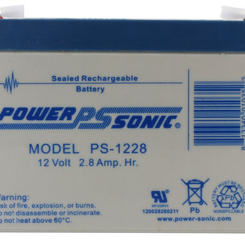 Power-Sonic AGM General Purpose PS-1228 2.8Ah 12V Rechargeable Sealed Lead Acid (SLA) Battery - F1 Terminal