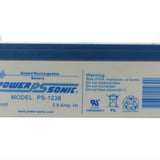 Power-Sonic AGM General Purpose PS-1238 3.8Ah 12V Rechargeable Sealed Lead Acid (SLA) Battery - F1 Terminal