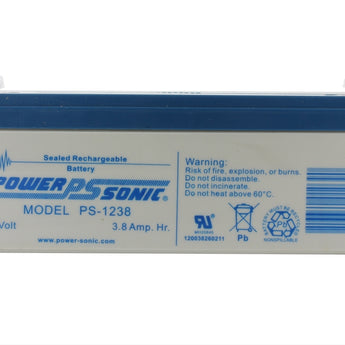 Power-Sonic AGM General Purpose PS-1238 3.8Ah 12V Rechargeable Sealed Lead Acid (SLA) Battery - F1 Terminal