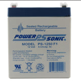 Power-Sonic AGM General Purpose PS-1250 5Ah 12V Rechargeable Sealed Lead Acid (SLA) Battery - F1 or F2 Terminal