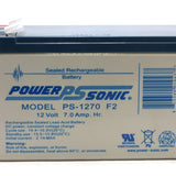 Power-Sonic AGM General Purpose PS-1270 7Ah 12V Rechargeable Sealed Lead Acid (SLA) Battery - F1 or F2 Terminal