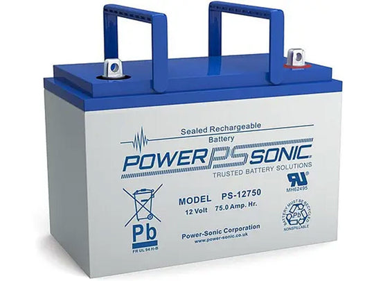 Power-Sonic PS-12750B 75Ah 12V Rechargeable Sealed Lead Acid (SLA) Battery - Button Terminal
