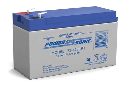 Power-Sonic AGM General Purpose PS-1280 8Ah 12V Rechargeable Sealed Lead Acid (SLA) Battery - F1 or F2 Terminal