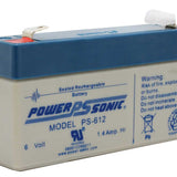 Power-Sonic PS-612 1.4AH 6V Rechargeable Sealed Lead Acid (SLA) Battery - F1 Terminal