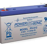 Power-Sonic PS-612 1.4AH 6V Rechargeable Sealed Lead Acid (SLA) Battery - F1 Terminal