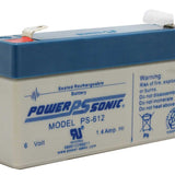 Power-Sonic PS-612 1.4AH 6V Rechargeable Sealed Lead Acid (SLA) Battery - F1 Terminal