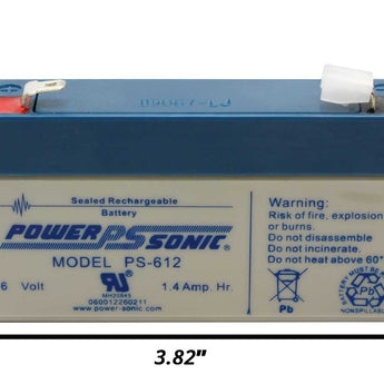 Power-Sonic PS-612 1.4AH 6V Rechargeable Sealed Lead Acid (SLA) Battery - F1 Terminal