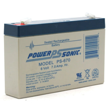 Power-Sonic AGM General Purpose PS-670 7Ah 6V Rechargeable Sealed Lead Acid (SLA) Battery - F1 Terminal