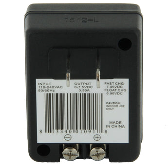 Power-Sonic 6V 500mAh Rechargeable Sealed Lead Acid Battery Charger - Auto Switch Mode - Plug-in Design (PSC-6500A-C)