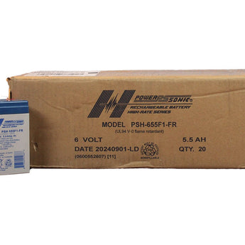 Power-Sonic AGM High Rate General Purpose PSH-655 5.5Ah 6V Rechargeable Sealed Lead Acid (SLA) Battery - F1 Terminal