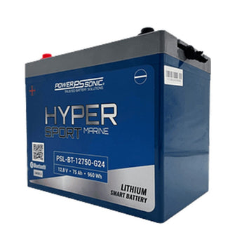 Power-Sonic PSL-BT-12750-G24 Blue Tooth Enabled 75AH 12.8V Rechargeable Lithium Iron Phosphate (LiFePO4) Marine Battery - Group 24 - M8 Terminals