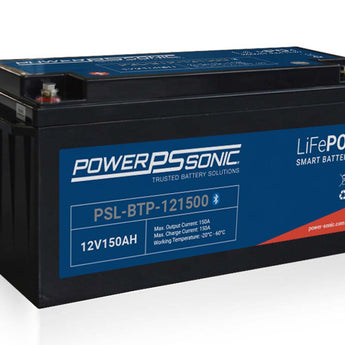 Power-Sonic PSL-BTP-121500 Bluetooth Enabled 150AH 12.8V Rechargeable Lithium Iron Phosphate (LiFePO4) Battery - M8 Terminals