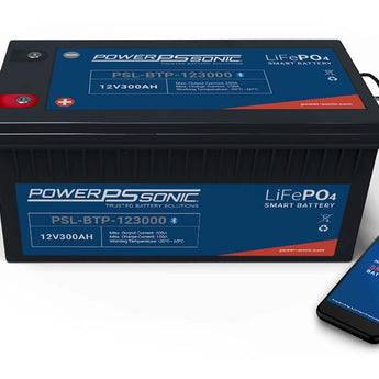 Power-Sonic PSL-BTP-123000 Bluetooth Enabled 300AH 12.8V Rechargeable Lithium Iron Phosphate (LiFePO4) Battery - M8 Terminals
