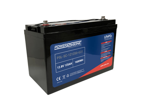 Power-Sonic PSL-BT-121250-G31 Bluetooth Enabled 125AH 12.8V Rechargeable Lithium Iron Phosphate (LiFePO4) Marine Battery - Group 31 - M8 Terminals