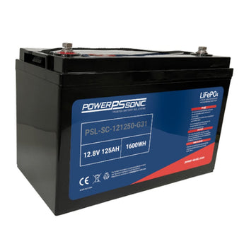 Power-Sonic PSL-SC-121250-G31 125AH 12.8V Group 31 Rechargeable Deep Cycle Lithium Iron Phosphate (LiFePO4) Battery - M8 Terminals