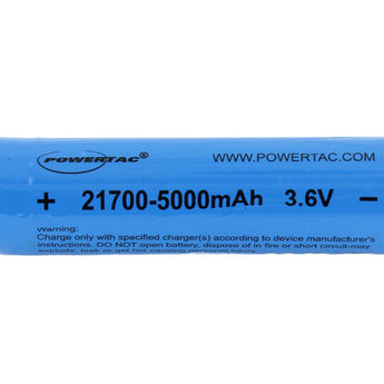 Powertac 21700 5000mAh 3.7V Protected Lithium Ion (Li-ion) Button Top Battery