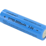 Powertac 21700 5000mAh 3.7V Protected Lithium Ion (Li-ion) Button Top Battery
