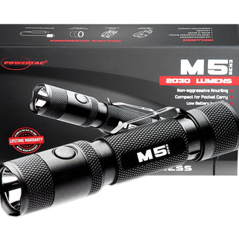 Powertac M5-G3 Rechargeable LED Flashlight - CREE XM-L2 U3 - 2030 Lumens - Includes 1 x 18650