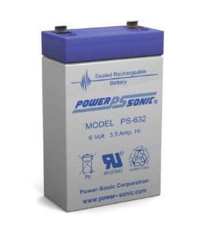 Power-Sonic PS-632 3.5AH 6V Rechargeable Sealed Lead Acid (SLA) Battery - F1 Terminal