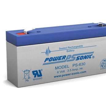 Power-Sonic PS-630 3.5AH 6V Rechargeable Sealed Lead Acid (SLA) Battery - F1 Terminal