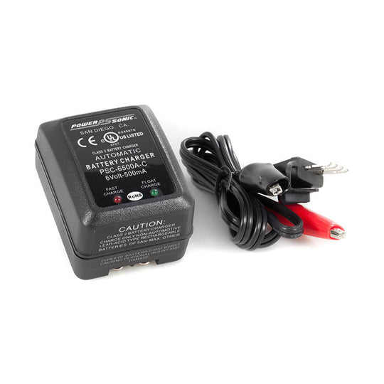 Power-Sonic PSC-6500F-C C-Series Switch Mode Float Charger 6-Volt 500 mA Rating Plug-in Design