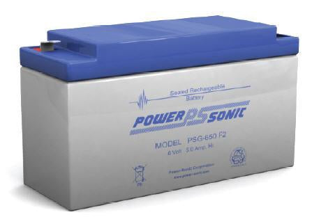 Power-Sonic PSG-650 SLA Battery 6-Volt 5-AH F2 Terminal