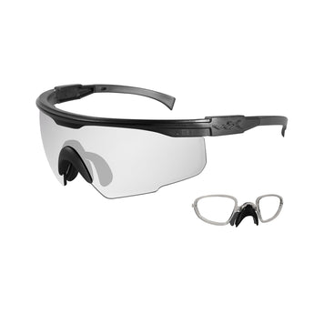 Wiley X PT-1 Changeable Sunglasses Rx Ready with High Velocity Protection - Matte Black Frame with Clear Lenses with Rx Insert (PT-1CRX)