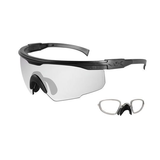 Wiley X PT-1 Changeable Sunglasses Rx Ready with High Velocity Protection - Matte Black Frame with Clear Lenses with Rx Insert (PT-1CRX)