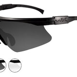 Wiley X PT-1 Changeable Sunglasses with High Velocity Protection - Matte Black Frame with Smoke Grey - Clear Lens Kit (PT-1SC)