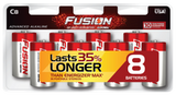 Rayovac Fusion 814-8CT C-cell 1.5V Alkaline Button Top Batteries - 8 Piece Retail Card