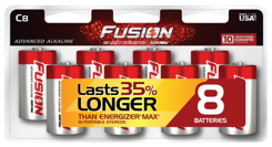 Rayovac Fusion 814-8CT C-cell 1.5V Alkaline Button Top Batteries - 8 Piece Retail Card