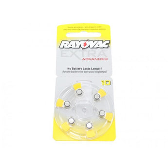 Rayovac R-10AE-60 MF (6PK) Size 10 1.45V Zinc Air Yellow Hearing Aid Battery - 6 Pack Retail Card