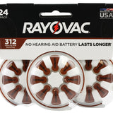 Rayovac 312-24 (24PK) Size 312 180mAh 1.45V Zinc Air Brown Hearing Aid Batteries - 24 Piece Retail Card
