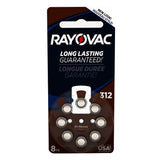 Rayovac 312-8 (8PK) Size 312 180mAh 1.45V Zinc Air Brown Hearing Aid Batteries - 8 Piece Retail Card
