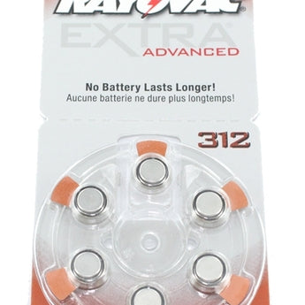 Rayovac 312AE (6PK) Size 312 1.45V Zinc Air Brown Hearing Aid Battery - 6-Pack Retail Card (R-312AE-60 MF)