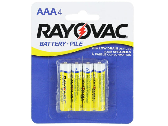 Rayovac 3AAA-4D (4PK) AAA 550mAh 1.5V Zinc Chloride (ZnCl) Button Top Battery - 4 Pack Retail Card