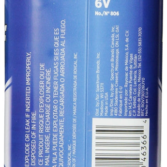 Rayovac 806 D Cell 6V Alkaline Lantern Battery with Spring Terminals - Shrink Pack