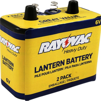 Rayovac 944-2 6V Carbon-Zinc Heavy-Duty Lantern Battery with Spring Terminals - 2pk
