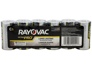 Rayovac Ultra Pro AL-C 1.5V Alkaline Button Top Batteries - 6 Pack Shrink Wrap
