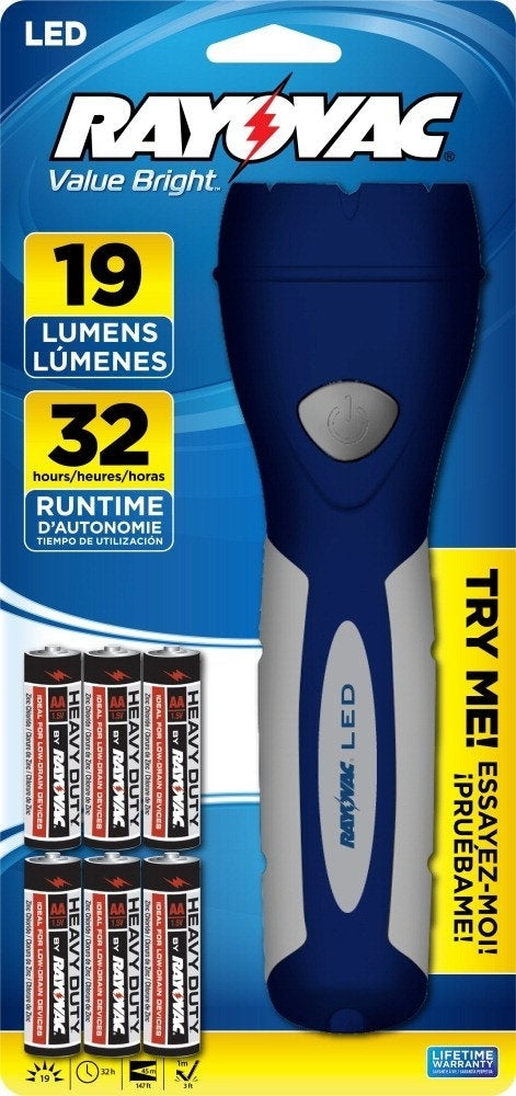 Rayovac Value Bright LED Gel Grip Flashlight - 19 Lumens - Includes 6 x AAs - Color May Vary (BRSGEL6AA-BA)